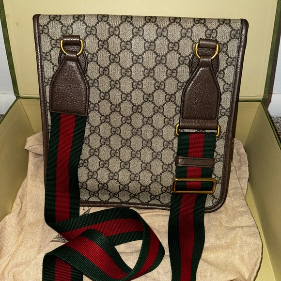 GG Supreme Monogram Web Medium Neo Vintage Flap Messenger Bag Beige New Acero - Picture 8 of 8